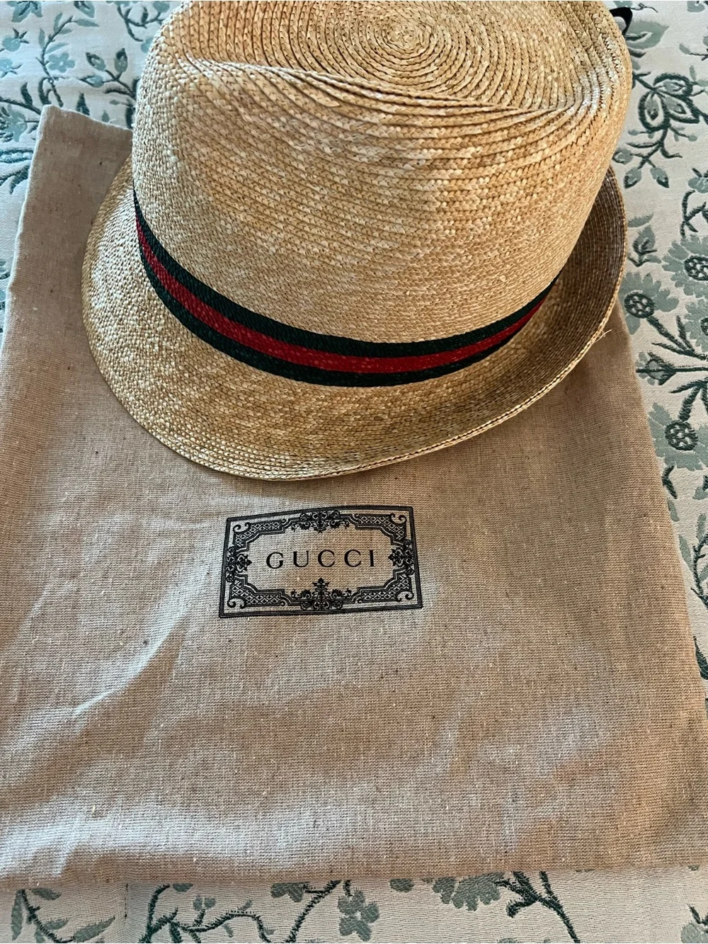 Gucci Straw Fedora with Signature Web Stripe